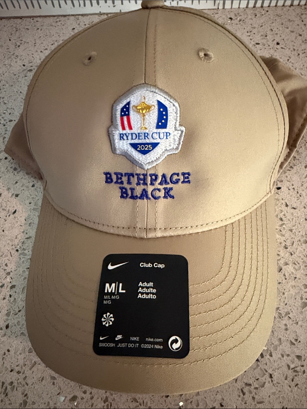 Nike Tan Ryder Cup 2025 Bethpage Black Embroidered Cap